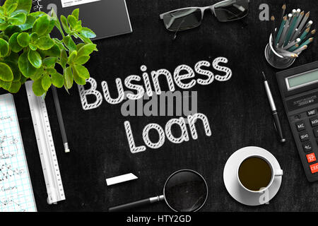 Business Loan Concept on Black Chalkboard. 3D Rendering. Stock Photo