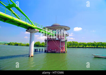 Water Intake Tower in Edogawa River Kanamachi Katsushika Tokyo Japan Stock Photo