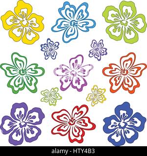 Abstract flower, set, pictogram Stock Vector