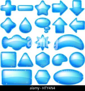 Icons buttons blue, set Stock Vector