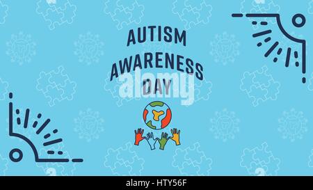 Vector of greeting card with autism awareness day message Stock Vector