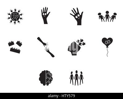 Vector icon set for awareness against white background Stock Vector ...