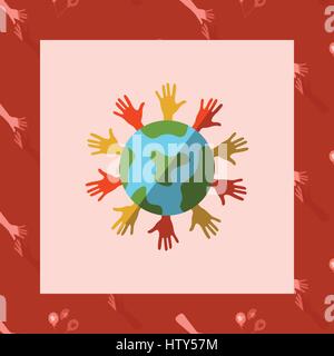 Vector of greeting card with unity in diversity symbol Stock Vector