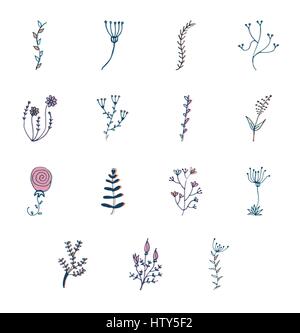 Vector icon set of plants against white background Stock Vector