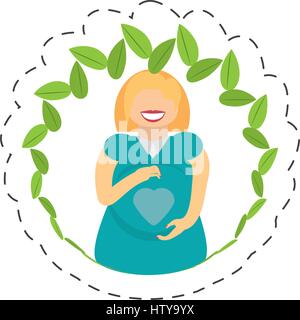 pregnant woman leaves decoration Stock Vector