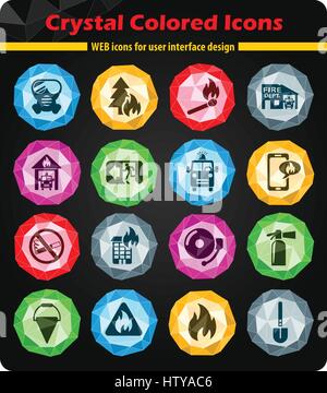 fire brigade crystal color icons for your design Stock Vector
