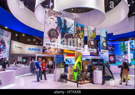 LAS VEGAS - JAN 08 : The Casio booth at the CES show held in Las Vegas on January 08 2017 , CES is the world's leading consumer-electronics show. Stock Photo