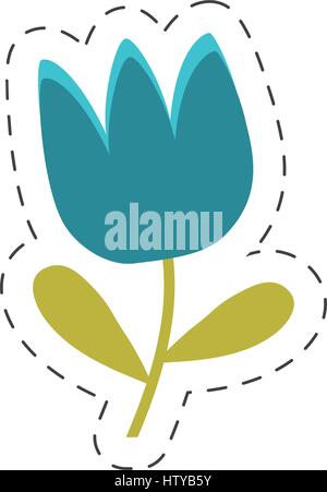 blue tulip flower spring cut line Stock Vector
