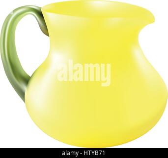 Decorative jug with yellow glass isolated white background Stock Vector