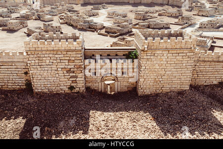 geography / travel, Israel, Jerusalem, miniature of the city in times of Jesus Christ, early 1th century AD, tomb of David, Hotel Holy Land Inn Stock Photo