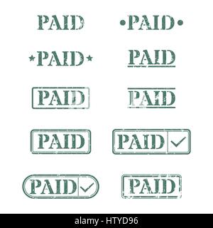Set of rectangular stamps paid, vector illustration. Stock Vector