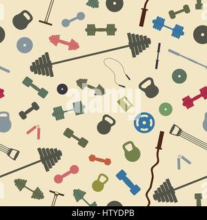 Seamless background from items of sports equipment, vector illustration. Stock Vector