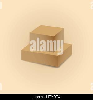 Realistic closed cardboard boxes with shadow isolated on a light background, vector illustration. Stock Vector