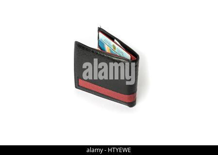 Men 's wallet black leather Kazakhstan ID Stock Photo