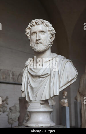 Roman Emperor Antoninus Pius (reign 138-161 AD). Marble bust from about 150 AD on display in the Glyptothek Museum in Munich, Bavaria, Germany. Stock Photo