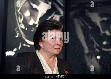Valentina Tereshkova, the first woman who flew in space, attends an event at the the Science Museum in London to celebrate a new display dedicated to her life and career. Stock Photo