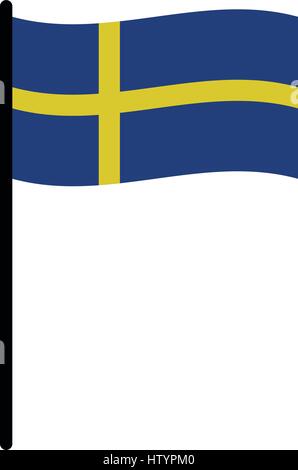sweden flag icon illustrated on white background in vector Stock Vector