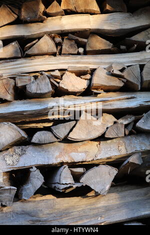 Kaminholz Brennholz aufgestapelt