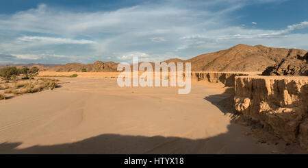 A bend in the dry Hoanib River near the Wilderness Safaris Skeleton Coast Camp. Stock Photo