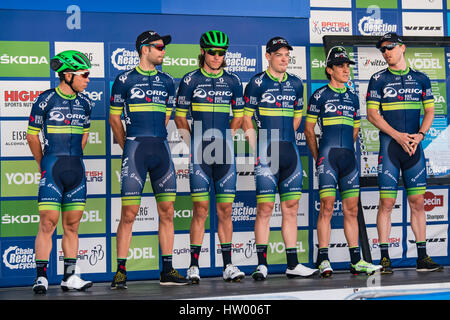 Team Orica Bike Exchange at Stage 4 of the Tour of Britain 2016 in Denbigh Stock Photo