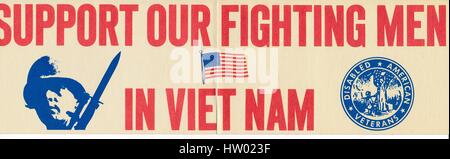 Vietnam war era bumpersticker with text reading 'Support our fighting men in Vietnam', 1992. Stock Photo