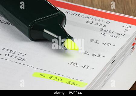 accounts current showing big minus Stock Photo