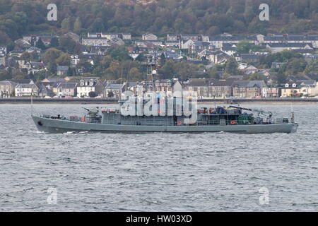 ORP Flaming (621), a Projekt 206FM-class ('Krogulec') mine countermeasures vessel of the Polish Navy, at the start of Exercise Joint Warrior 14-2. Stock Photo