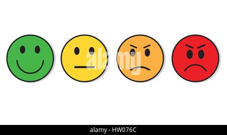 Smiling Face Evaluation Positive And Negative Feedback Emotion Icon Set Stock Vector