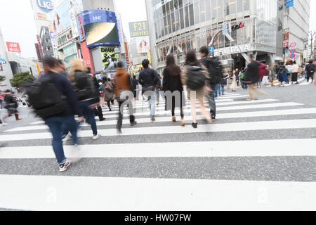 People walking downtown Tokyo, Japan Stock Photo