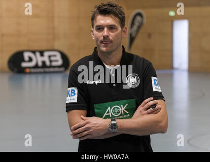 Hamburg, Germany. 15th Mar, 2017. The new German national handball coach Christian Prokop training his team for the first time in the Volksbank arena in Hamburg, Germany, 15 March 2017. Photo: Axel Heimken/dpa/Alamy Live News Stock Photo