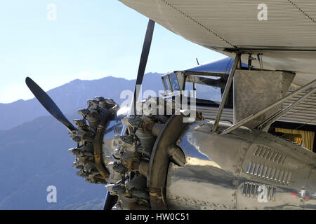 Palm Springs, CA, USA. 11th Mar, 2017. One of the very first passenger aircraft, a 1928 Ford TriMotor arrives at the Palm Springs Air Museum. Credit: Ian L. Sitren/ZUMA Wire/Alamy Live News Stock Photo