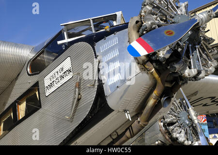 Palm Springs, CA, USA. 11th Mar, 2017. One of the very first passenger aircraft, a 1928 Ford TriMotor arrives at the Palm Springs Air Museum. Credit: Ian L. Sitren/ZUMA Wire/Alamy Live News Stock Photo