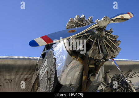 Palm Springs, CA, USA. 11th Mar, 2017. One of the very first passenger aircraft, a 1928 Ford TriMotor arrives at the Palm Springs Air Museum. Credit: Ian L. Sitren/ZUMA Wire/Alamy Live News Stock Photo