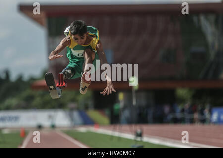 Sao Paulo, Brazil. 22nd Mar, 2017. Brazil's Gabriel Gregorio takes part in the men's Long Jump T42 competition during the Sao Paulo 2017 Youth Parapan American Games, in the Brazilian Paralympic Training Centre in Sao Paulo, Brazil, on March 22, 2017. The Sao Paulo 2017 Youth Parapan American Games is held from March 20 to March 25. Credit: Rahel Patrasso/Xinhua/Alamy Live News Stock Photo