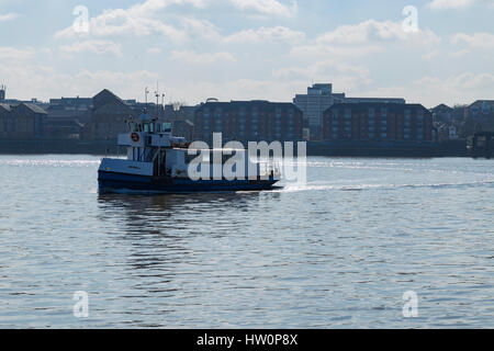 Tilbury to Gravesend Ferry 'Duchess' Arriving at  Tilbury on a Regular Crossing with Gravesend in the Background Stock Photo