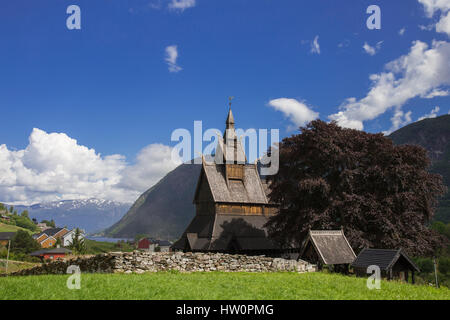 Hopperstad Stave Church outside the village of Vikoyri in Vik Municipality, Sogn og Fjordane county, Norway. Stock Photo