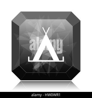 Tent icon, black website button on white background. Stock Photo