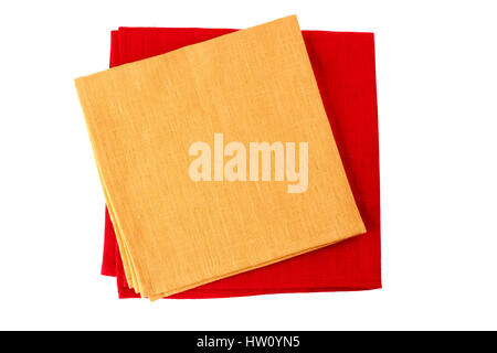 Two colorful textile napkins on white Stock Photo