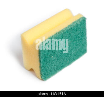 Sponge for washing dishes isolated on white Stock Photo