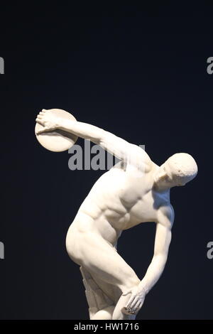 Greek statue, discus thrower (lancellotti discobolus). The National Roman Museumin separate buildings throughout the city of Rome, Italy. Stock Photo