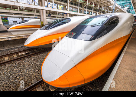 MARCH 15, 2017: KAOHSIUNG, TAIWAN: The Taiwan High Speed Rail at Zuoying Station. The line spans the west coast of Taiwan, from the capital Taipei to  Stock Photo