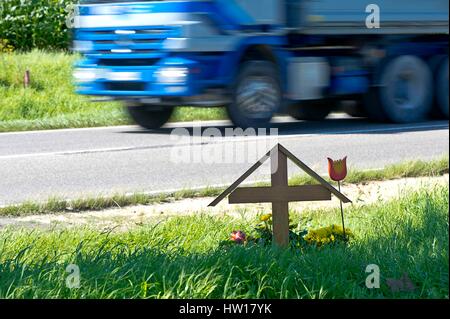 Death in the traffic, Tod im Straßenverkehr Stock Photo