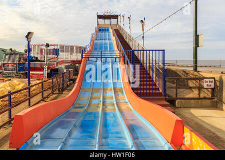 HUNSTANTON, ENGLAND - MARCH 10: Fun slide at Hunstanton fairground/funfair. In Hunstanton, Norfolk, England. On 10th March 2017. Stock Photo