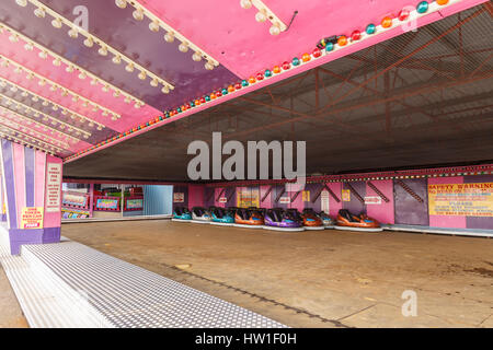 HUNSTANTON, ENGLAND - MARCH 10: Dodgem cars at Hunstanton fairground. In Hunstanton, Norfolk, England. On 10th March 2017. Stock Photo