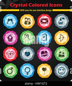 Valentines day simply symbols for web icons Stock Vector