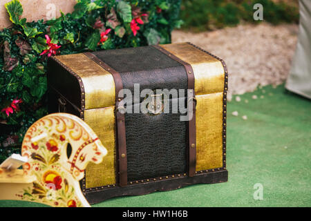 Small decorative old treasure chest Stock Photo