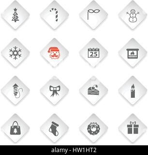 christmas flat web icons for user interface design Stock Vector
