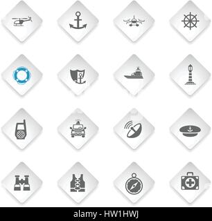 coastguard flat web icons for user interface design Stock Vector