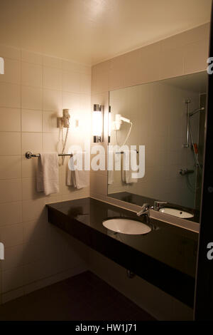 OSLO, NORWAY- JAN 20th, 2017: Modern and spacious bathroom suite designed with luxury and functional in an airport Park Inn hotel. Stock Photo