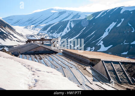 Abandoned coal mine station in Longyearbyen, Svalbard, Norway Stock Photo